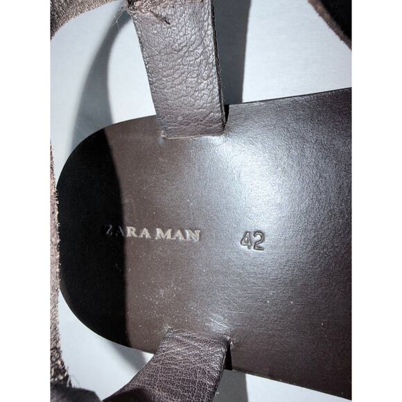 Zara men’s 9 dark brown strappy leather sandal EU 42 resort vacation cruise